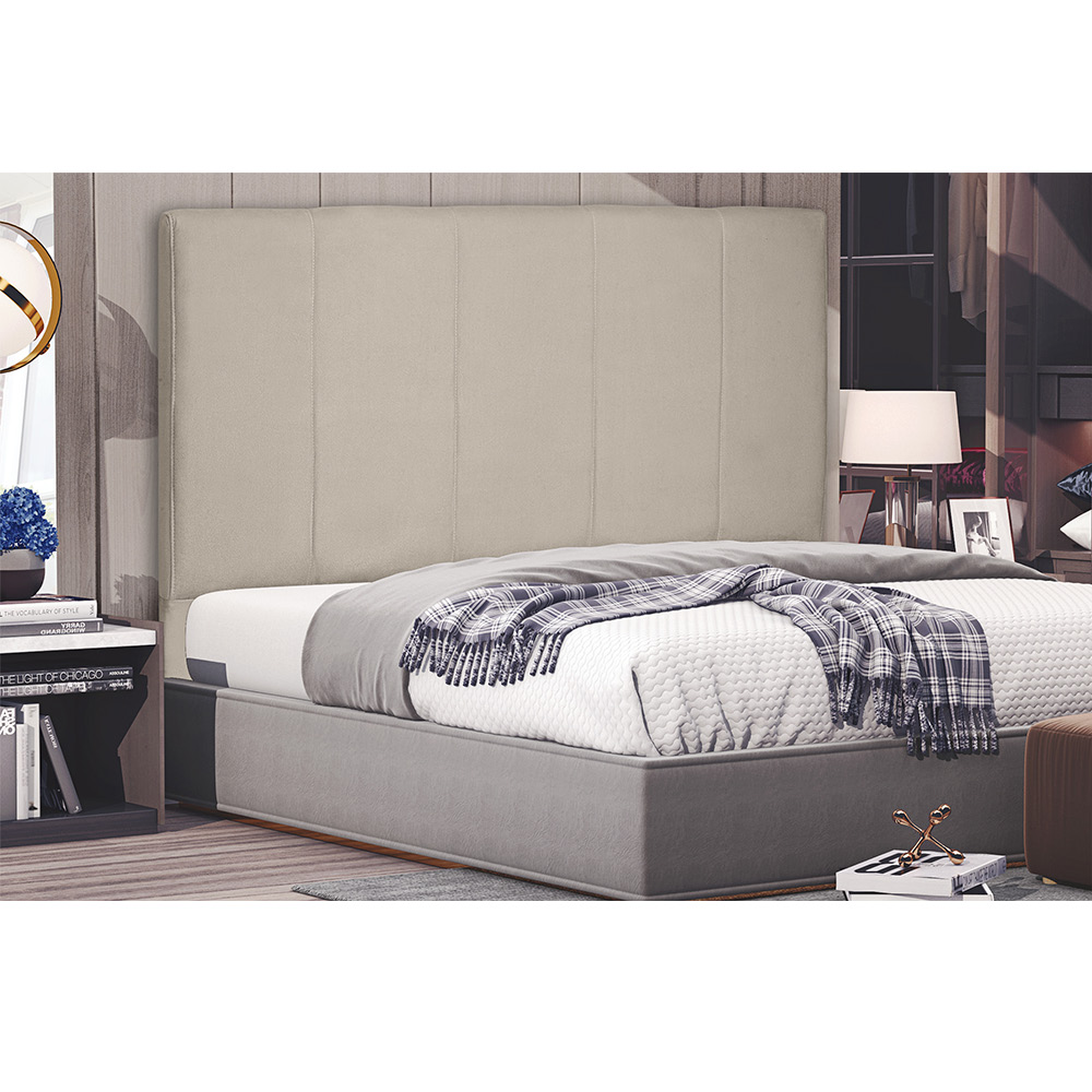 Cabeceira Arizona Para Cama Box Casal 140 cm Suede Bege - D'Rossi