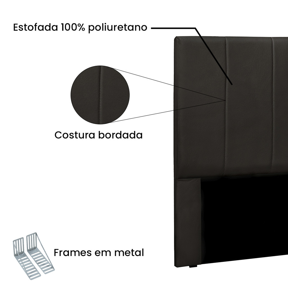 Cabeceira Arizona Para Cama Box Queen 160 cm Corino Marrom - D'Rossi