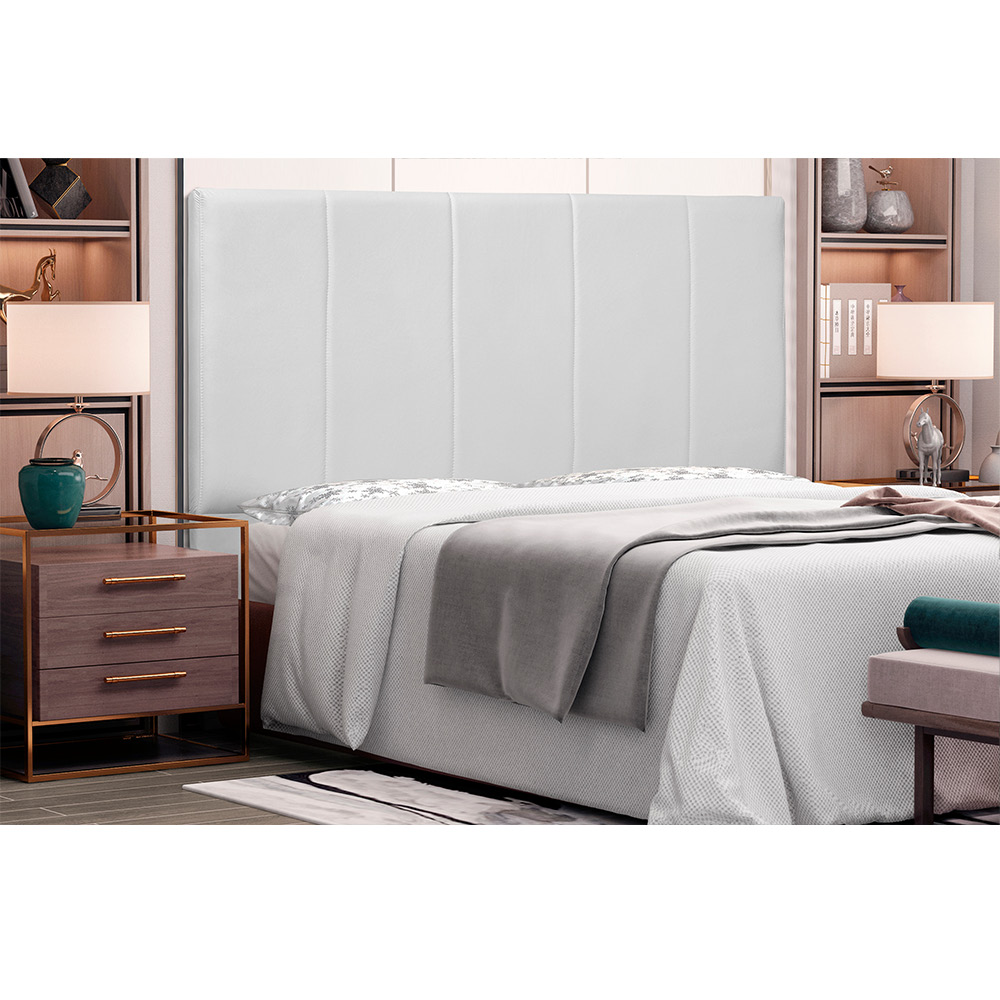 Cabeceira Arizona Para Cama Box Solteiro 90 cm Corino Branco - D'Rossi