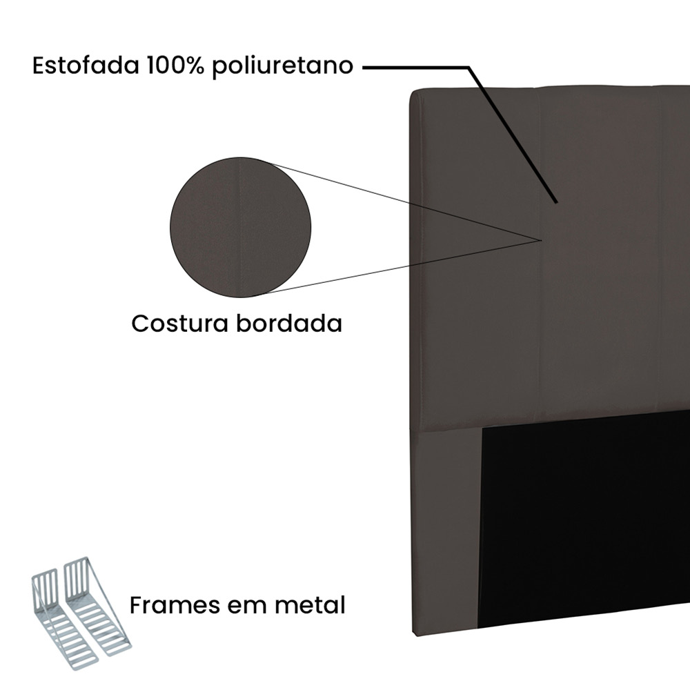 Cabeceira Arizona Para Cama Box Solteiro 90 cm Suede Café - D'Rossi