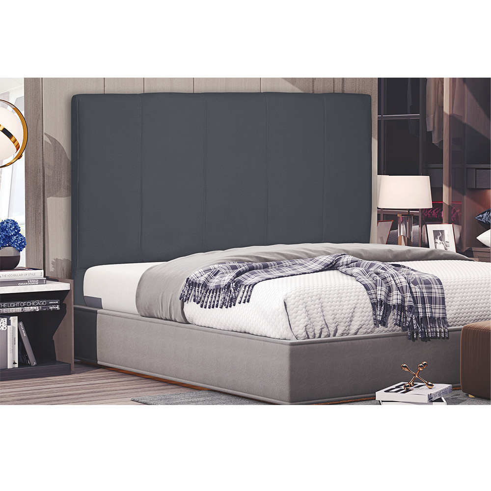 Cabeceira Arizona Para Cama Box Solteiro 90 cm Suede Cinza - D'Rossi