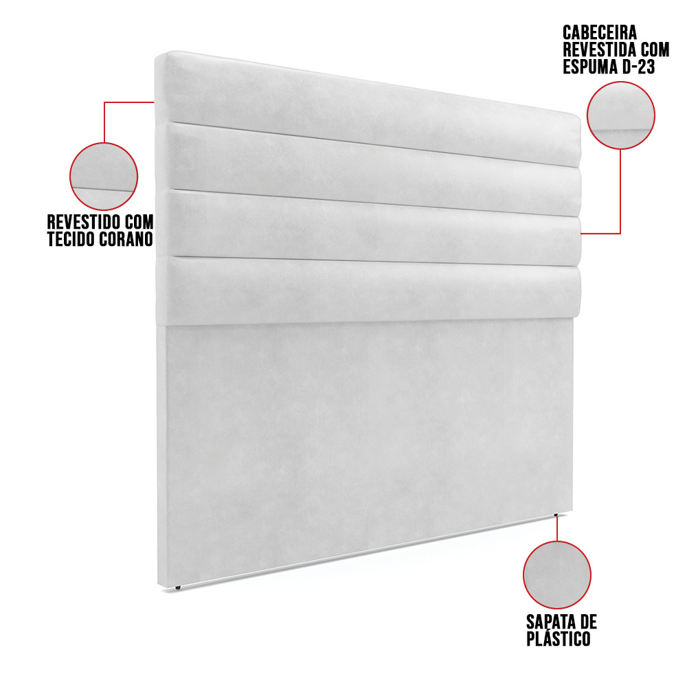 Cabeceira California Para Cama Box Casal 140 cm Corano Branco - D'Rossi
