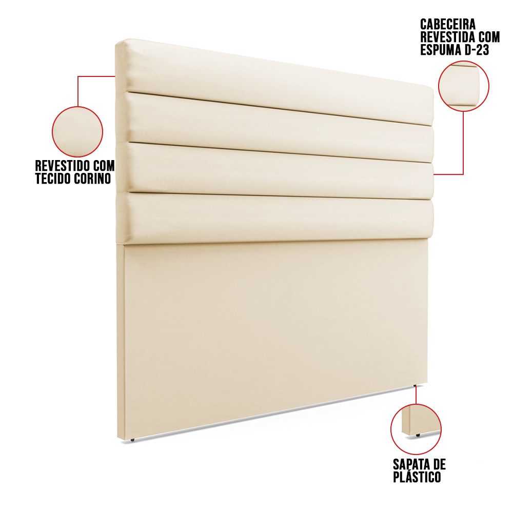 Cabeceira California Para Cama Box Casal 140 cm Corino Bege - D'Rossi