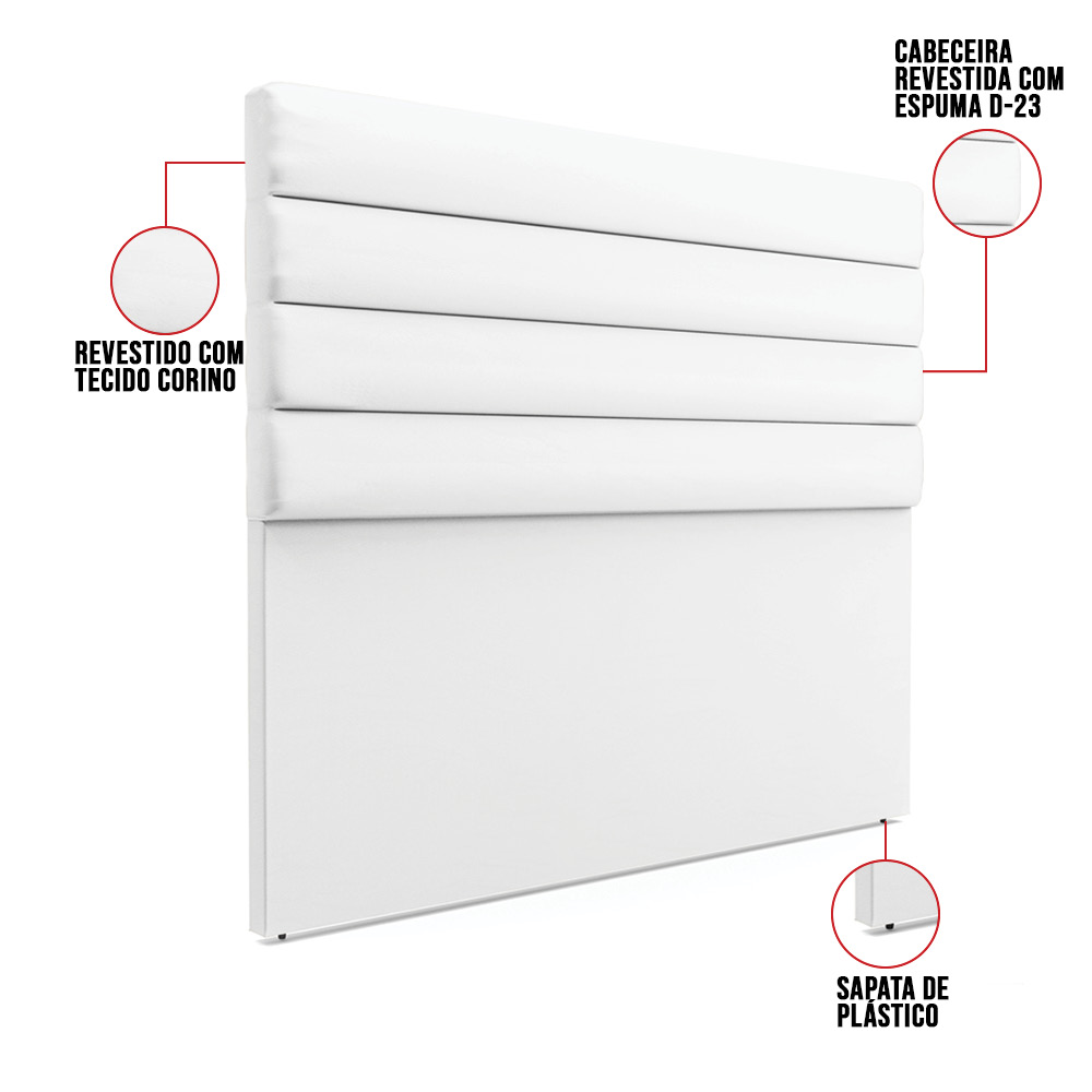 Cabeceira California Para Cama Box Casal 140 cm Corino Branco - D'Rossi
