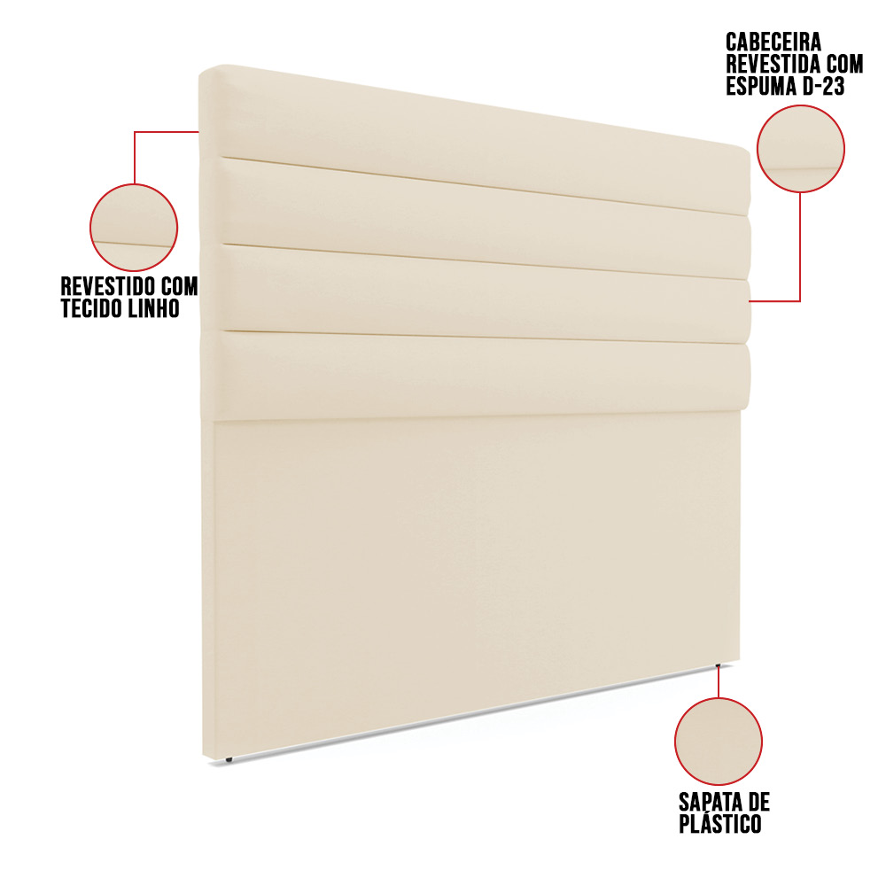 Cabeceira California Para Cama Box Casal 140 cm Linho - D'Rossi
