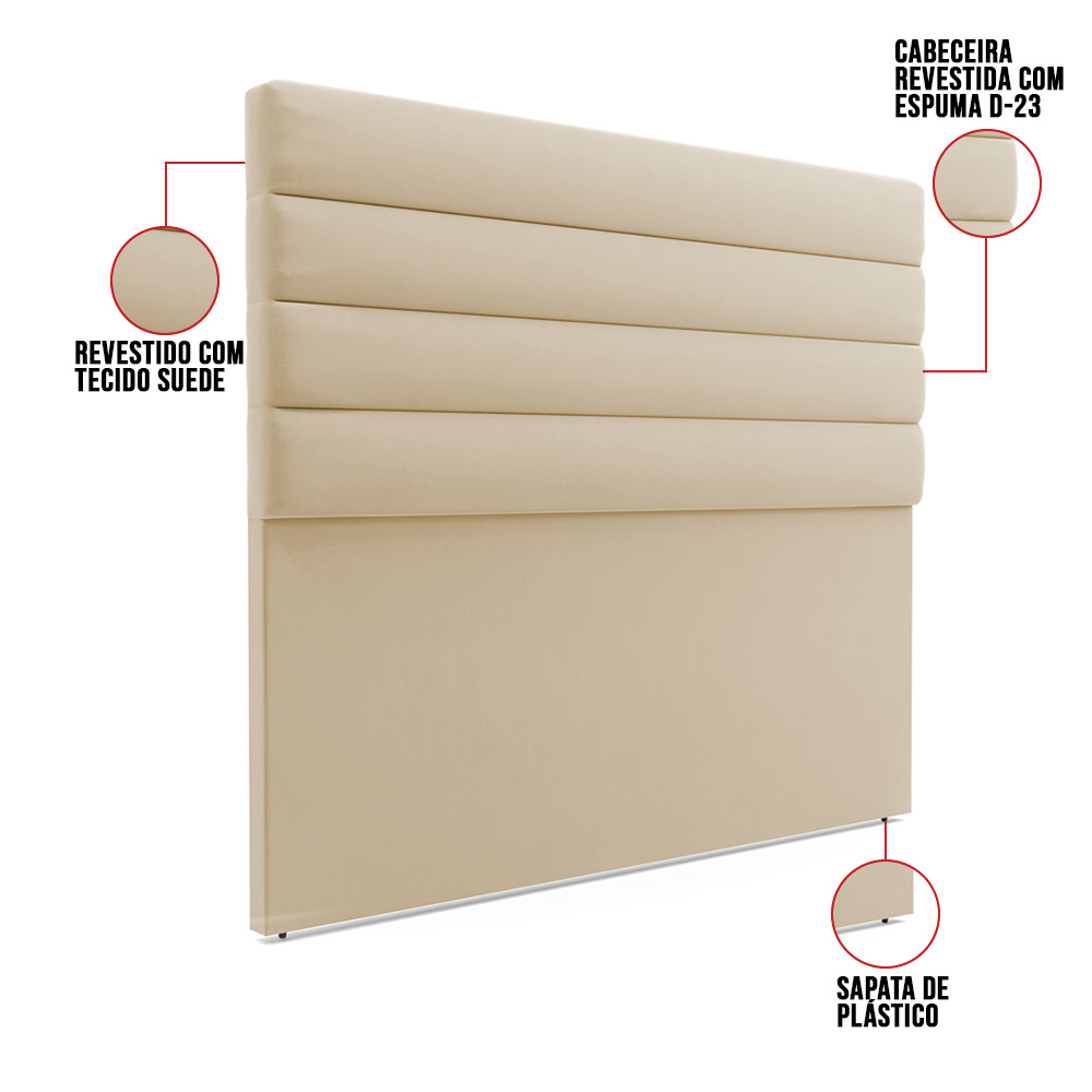 Cabeceira California Para Cama Box Casal 140 cm Suede - D'Rossi
