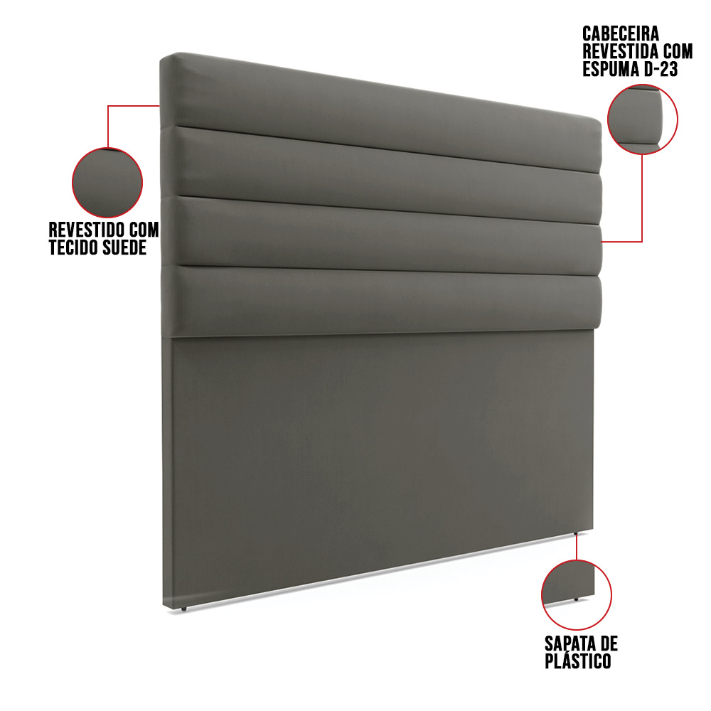 Cabeceira California Para Cama Box Casal 140 cm Suede Grafite - D'Rossi
