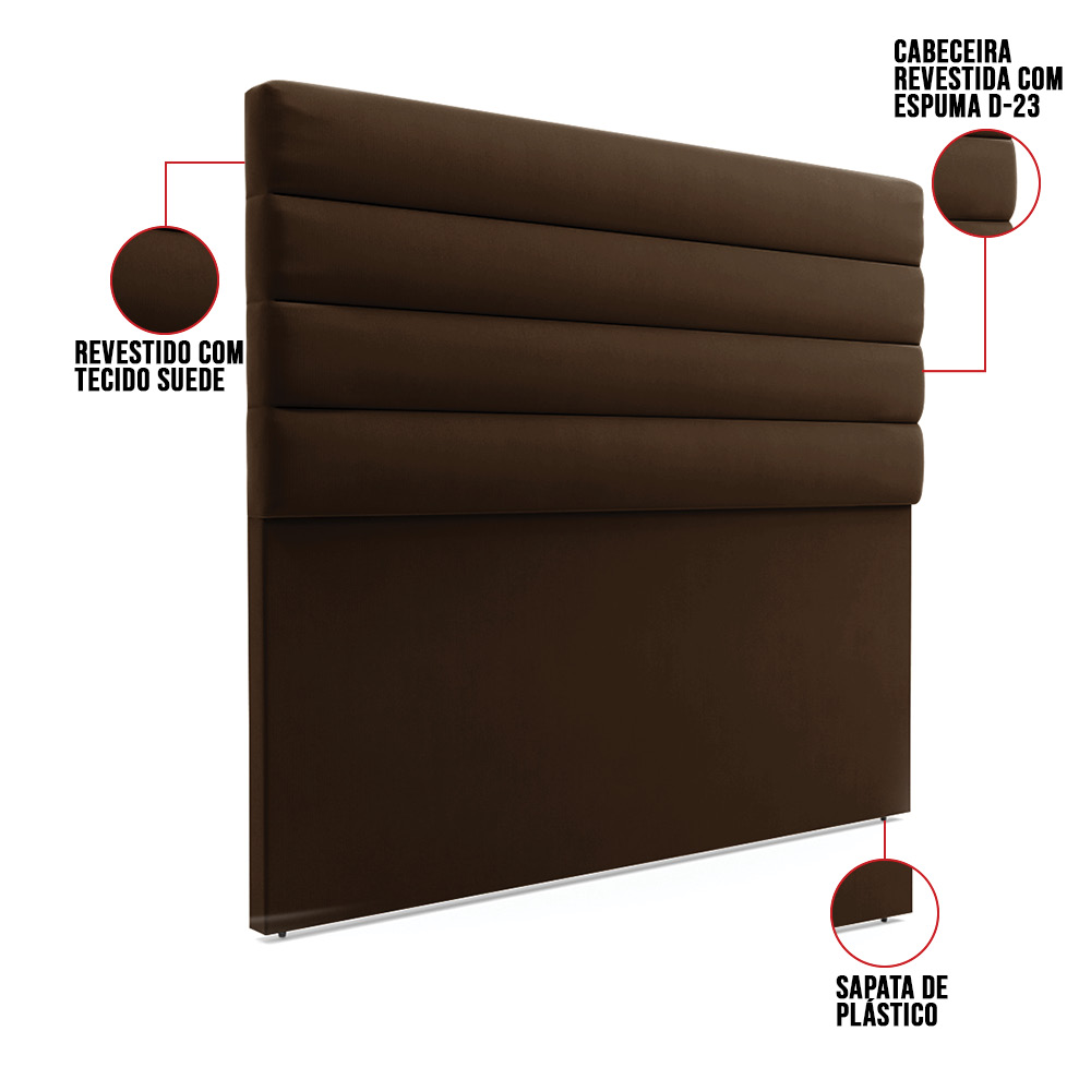Cabeceira California Para Cama Box Casal 140 cm Suede Marrom - D'Rossi
