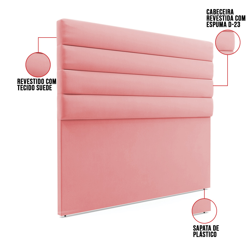 Cabeceira California Para Cama Box Casal 140 cm Suede Rosê - D'Rossi