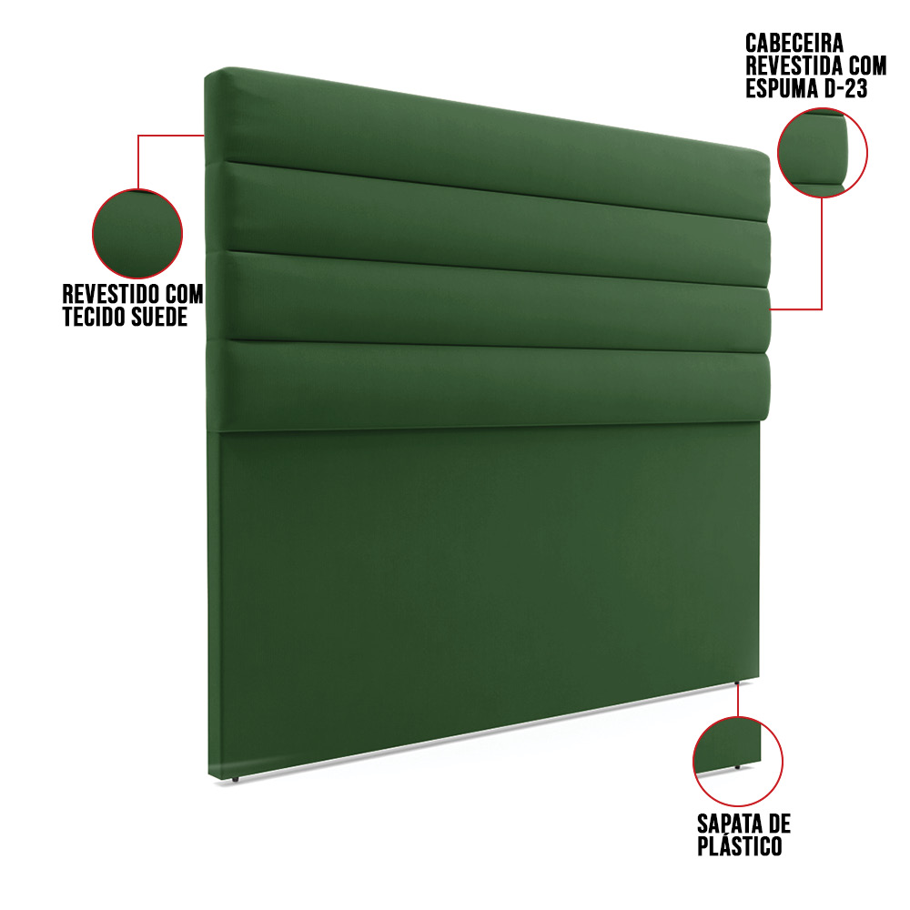 Cabeceira California Para Cama Box Casal 140 cm Suede Verde - D'Rossi