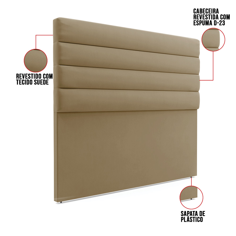 Cabeceira California Para Cama Box King 190 cm Suede Marrom Rato - D'Rossi