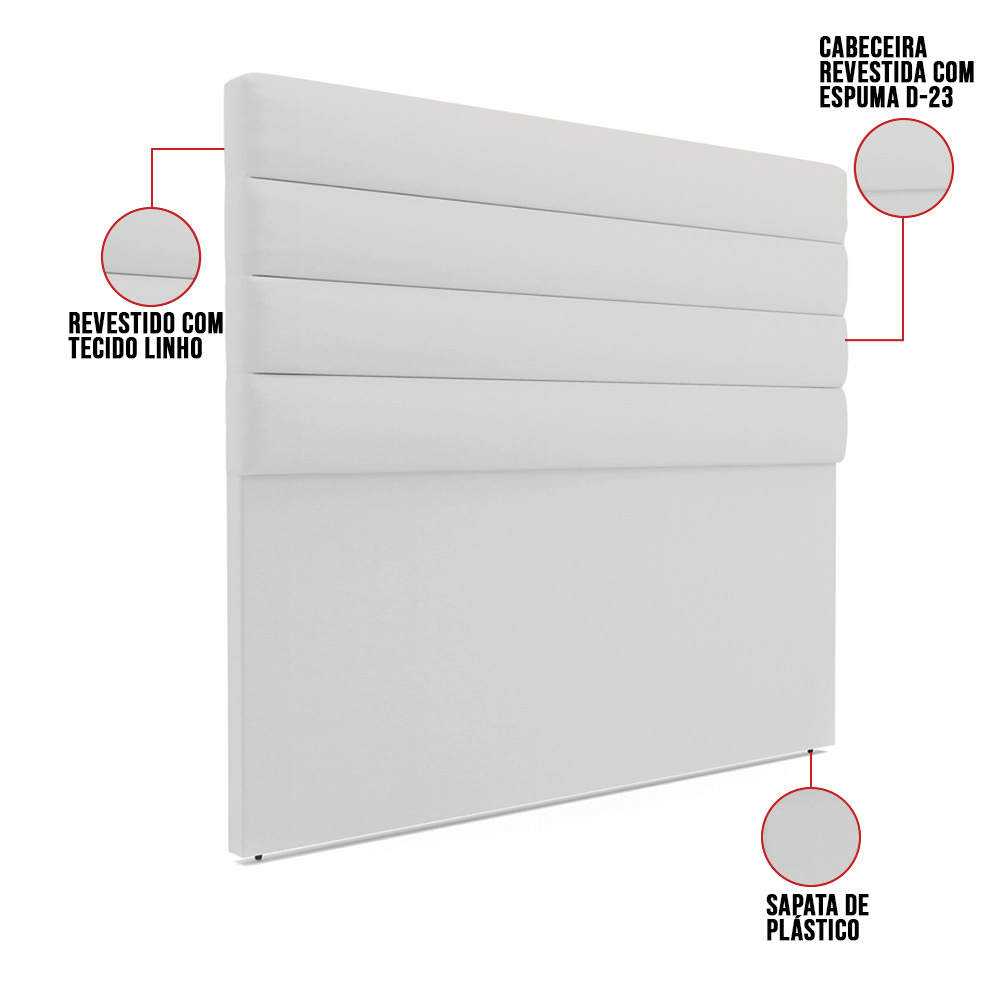 Cabeceira California Para Cama Box Queen 160 cm Linho Cinza A05 - D'Rossi