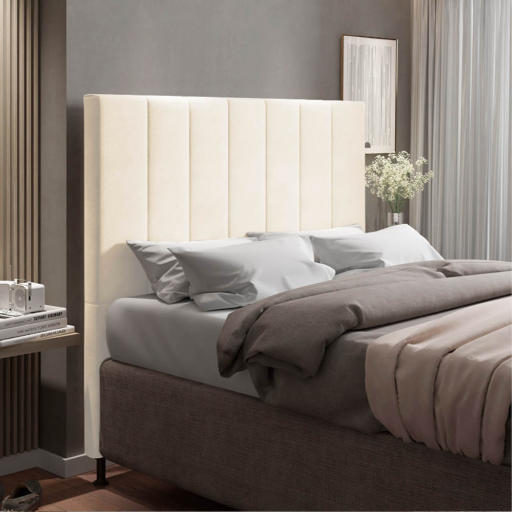 Cabeceira Casal Cama Box 140cm para Quarto Malibu Suede Bege M11 - D'Rossi