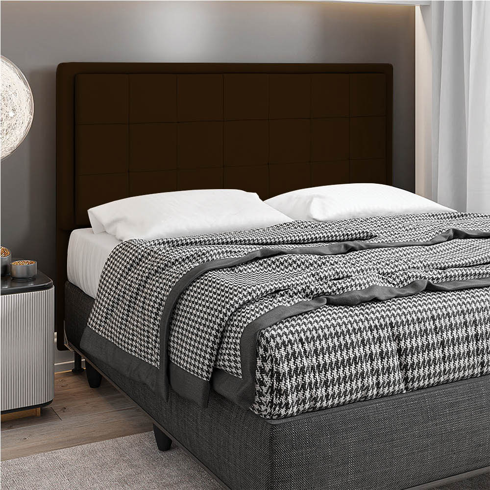 Cabeceira Casal Cama Box 140cm para Quarto Onix Suede Marrom M11 - D'Rossi