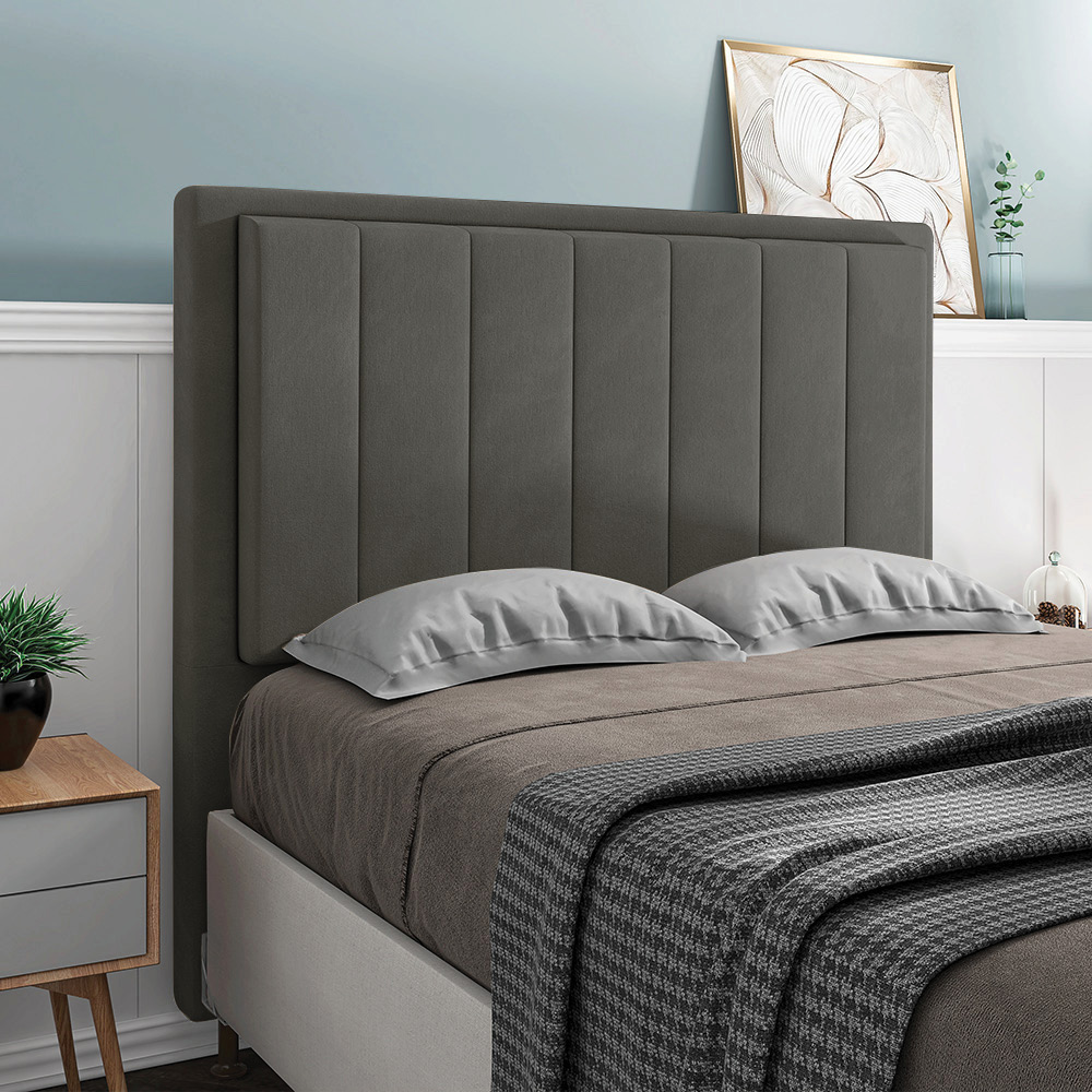 Cabeceira Casal Cama Box 140cm para Quarto Opala Suede Grafite M11 - D'Rossi
