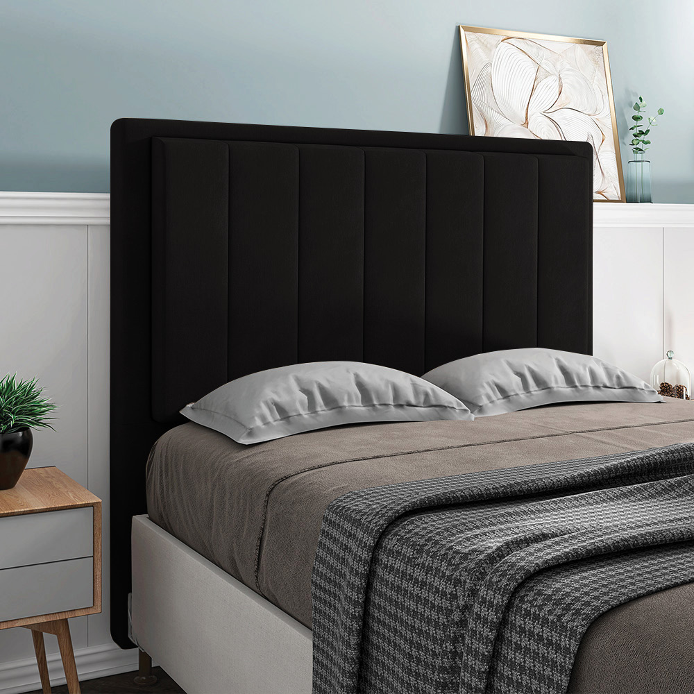 Cabeceira Casal Cama Box 140cm para Quarto Opala Suede Preto M11 - D'Rossi
