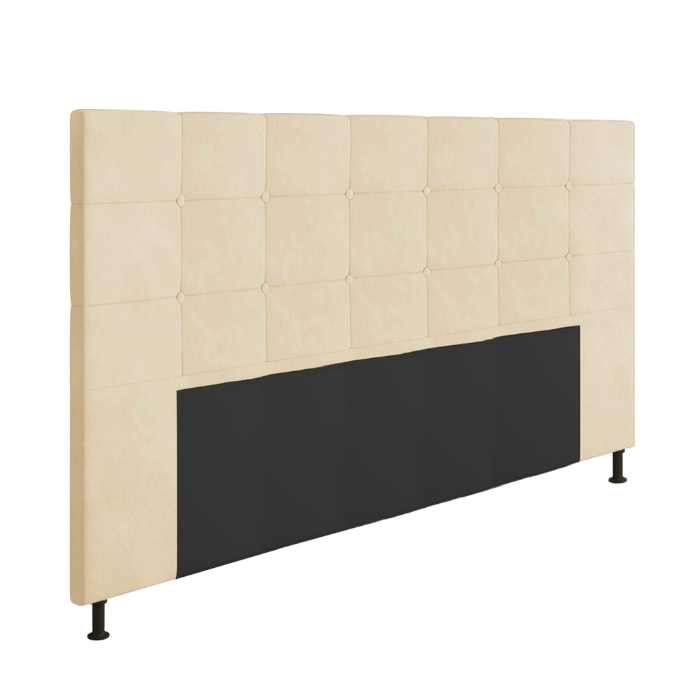 Cabeceira Casal King Cama Box 195cm para Quarto Stambul Suede Bege M11 - D'Rossi