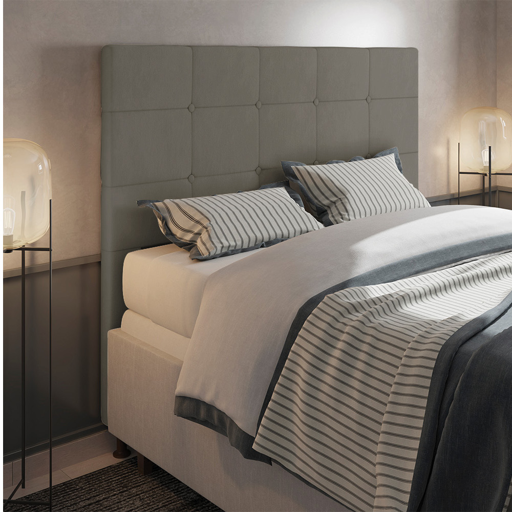 Cabeceira Casal King Cama Box 195cm para Quarto Stambul Suede Grafite M11 - D'Rossi