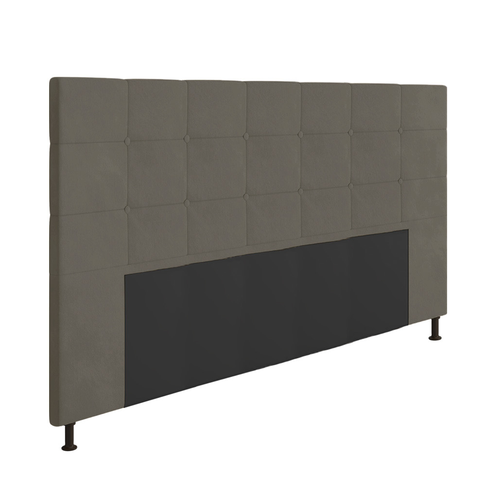 Cabeceira Casal King Cama Box 195cm para Quarto Stambul Suede Grafite M11 - D'Rossi