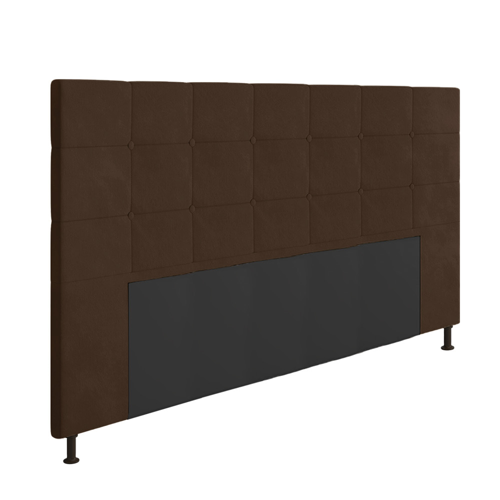 Cabeceira Casal King Cama Box 195cm para Quarto Stambul Suede Marrom M11 - D'Rossi