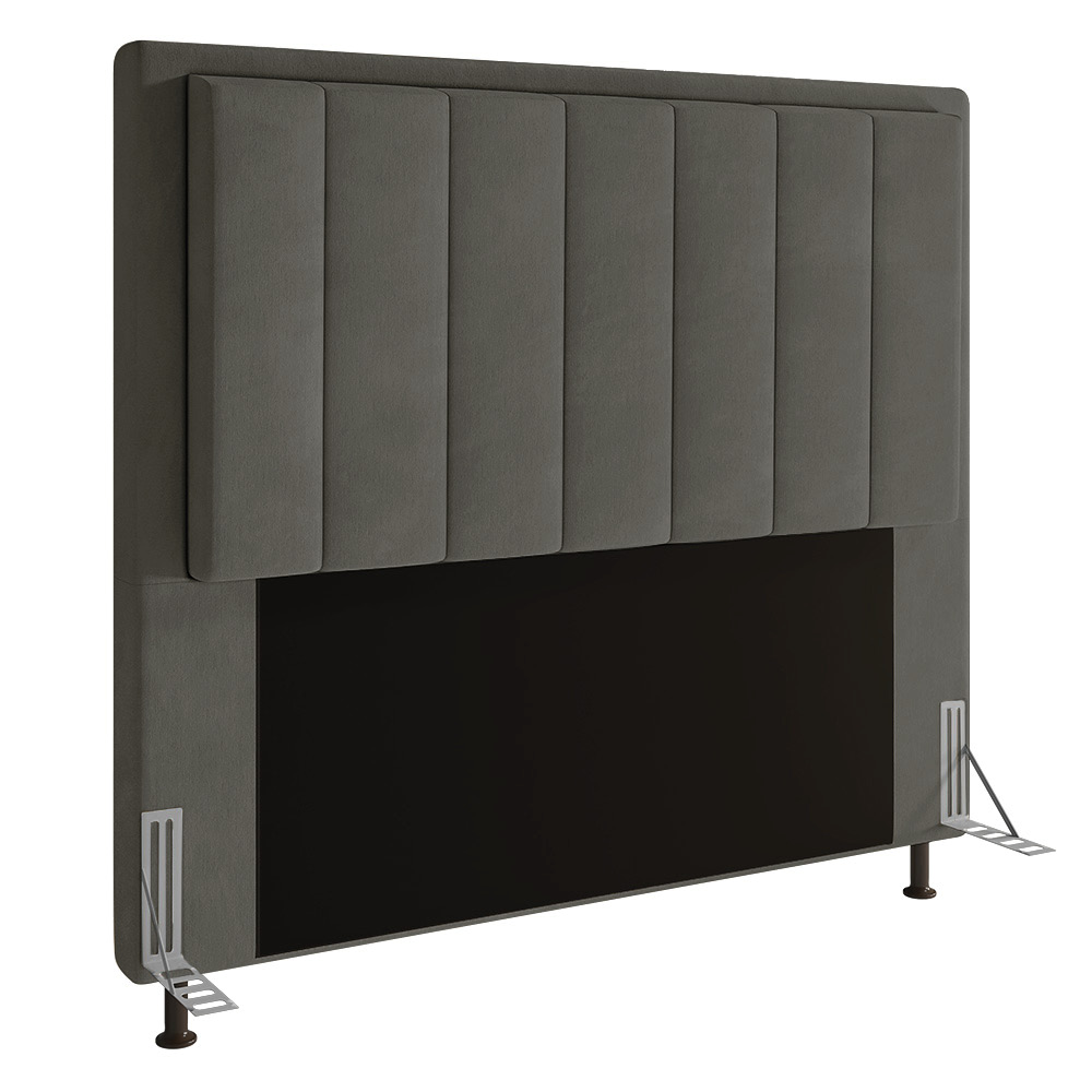 Cabeceira Casal Queen Cama Box 160cm para Quarto Opala Suede Grafite M11 - D'Rossi