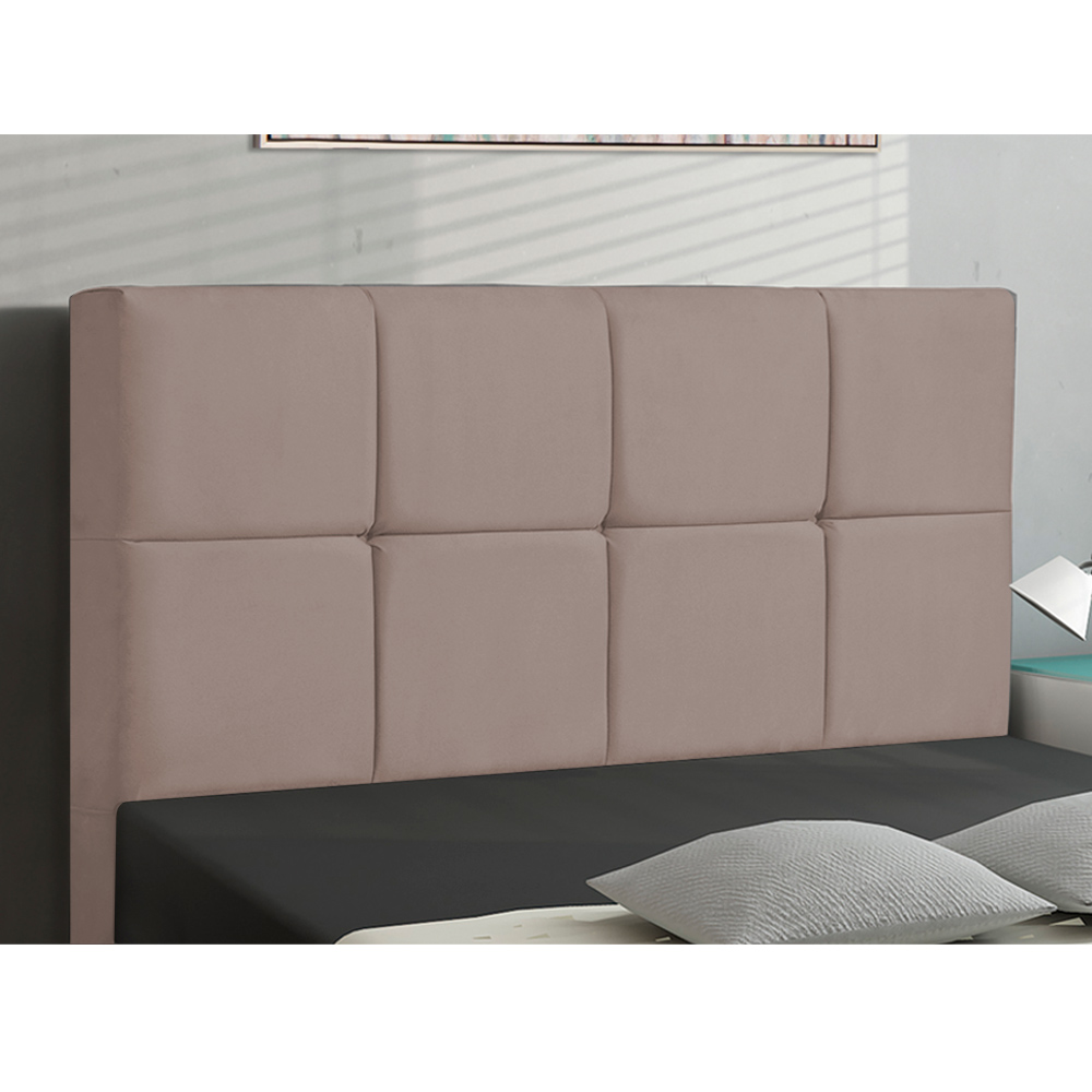 Cabeceira Casal Queen Cama Box 160cm para Quarto Roma Suede Bege I02 - D'Rossi