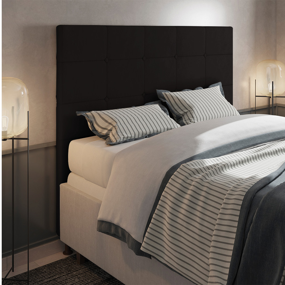 Cabeceira Casal Queen Cama Box 160cm para Quarto Stambul Suede Preto M11 - D'Rossi