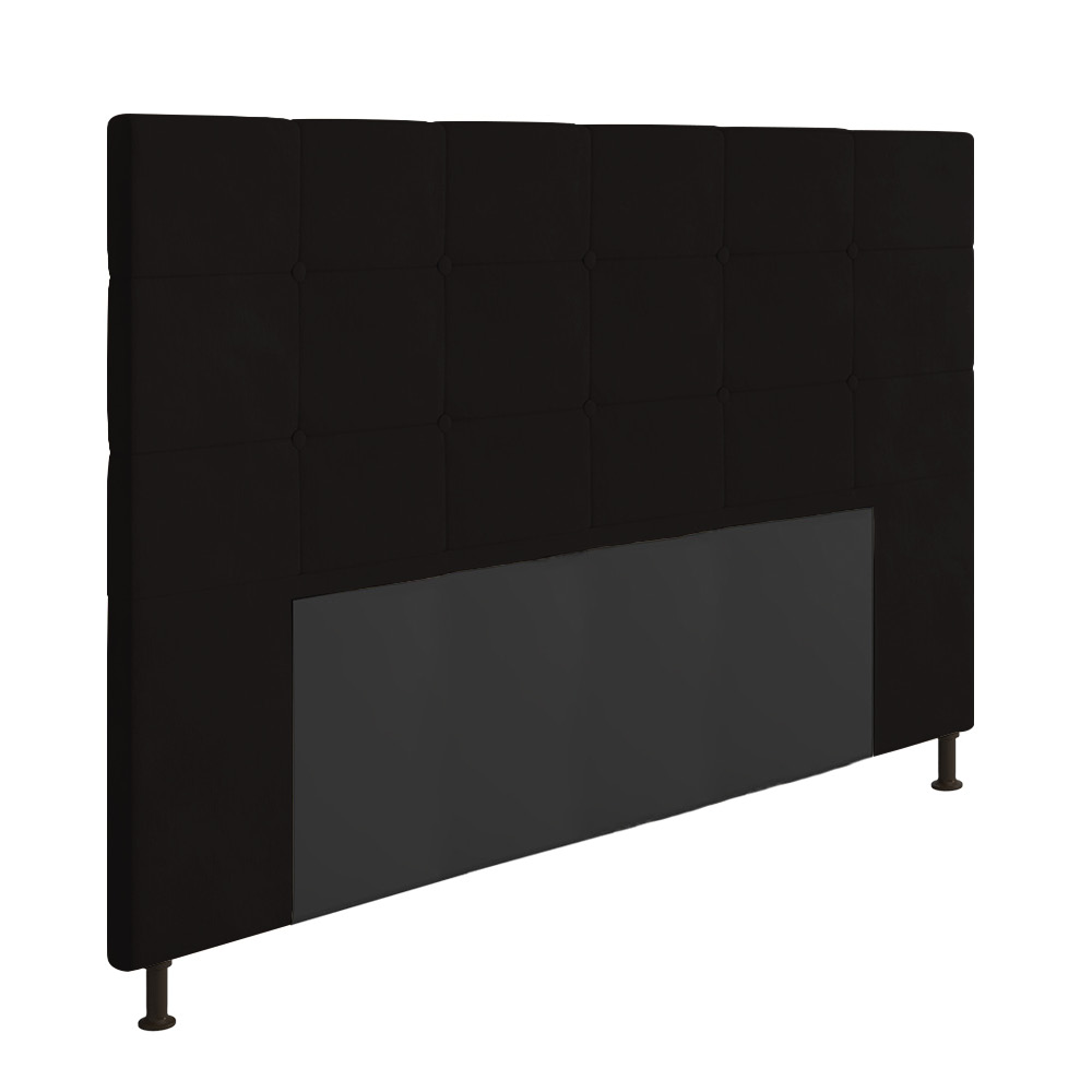 Cabeceira Casal Queen Cama Box 160cm para Quarto Stambul Suede Preto M11 - D'Rossi