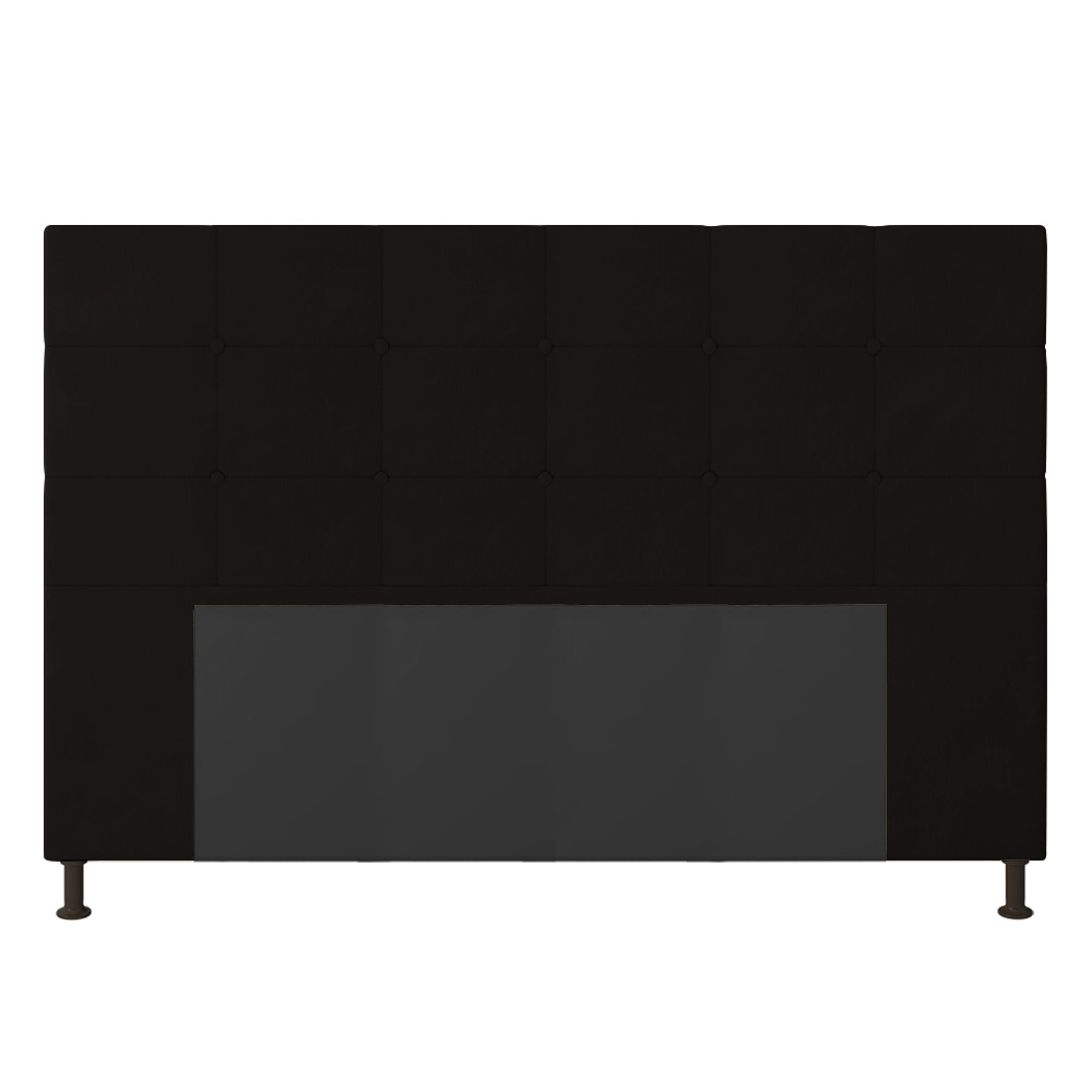Cabeceira Casal Queen Cama Box 160cm para Quarto Stambul Suede Preto M11 - D'Rossi