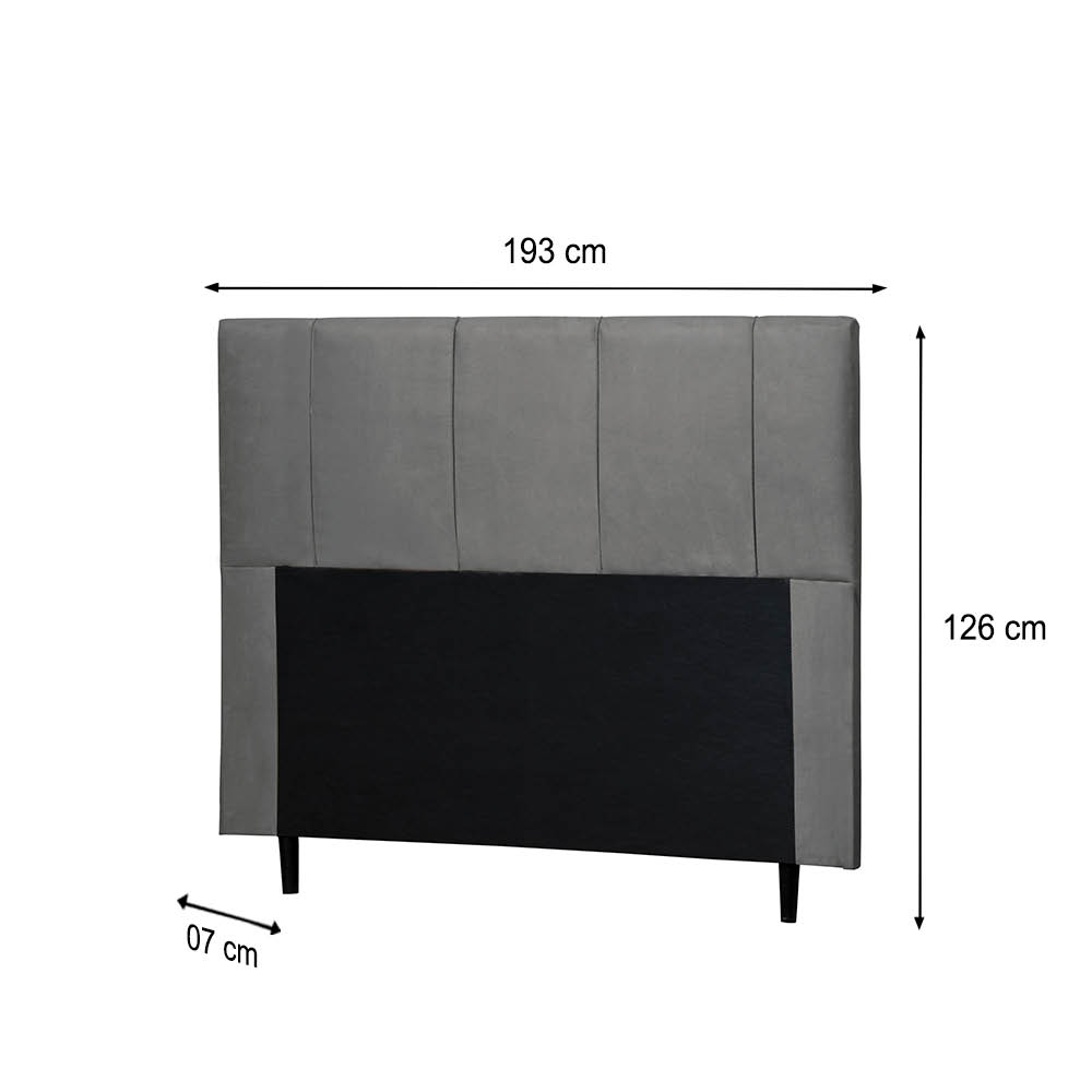 Cabeceira Donna Para Cama Box King 193 cm Suede Cinza - D'Rossi