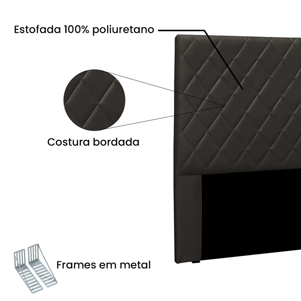 Cabeceira Dubai Para Cama Box Casal 140 cm Corino Marrom - D'Rossi