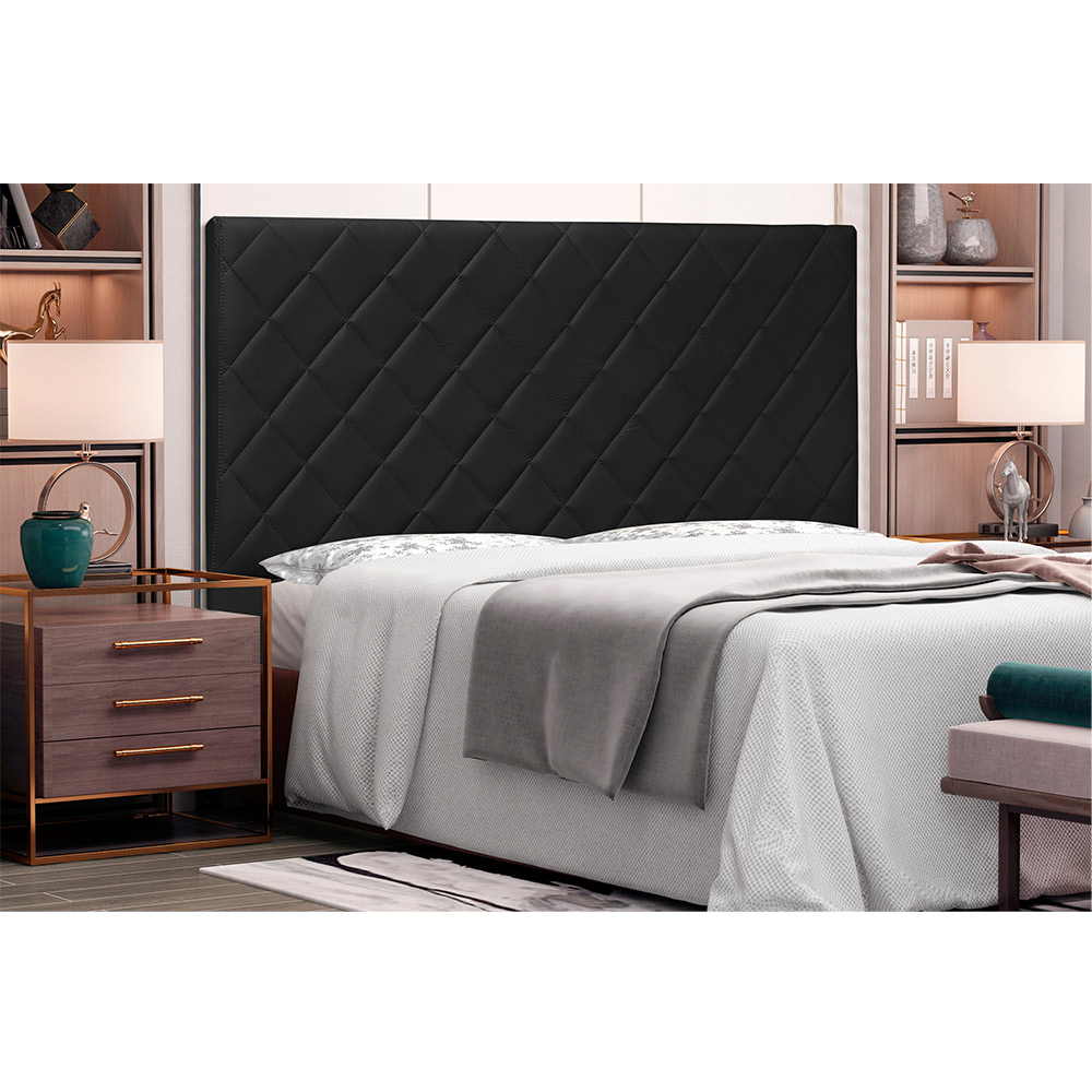 Cabeceira Dubai Para Cama Box Casal 140 cm Corino Preto - D'Rossi
