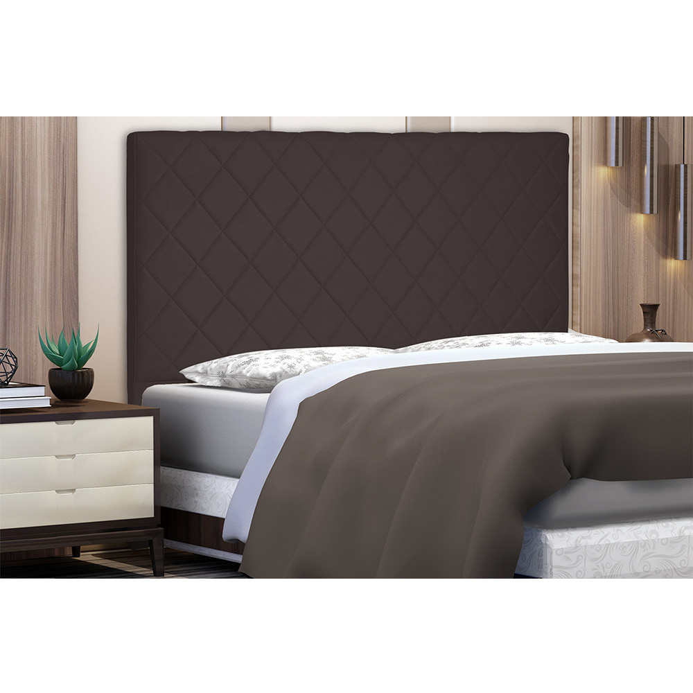 Cabeceira Dubai Para Cama Box Queen 160 cm Suede Café - D'Rossi