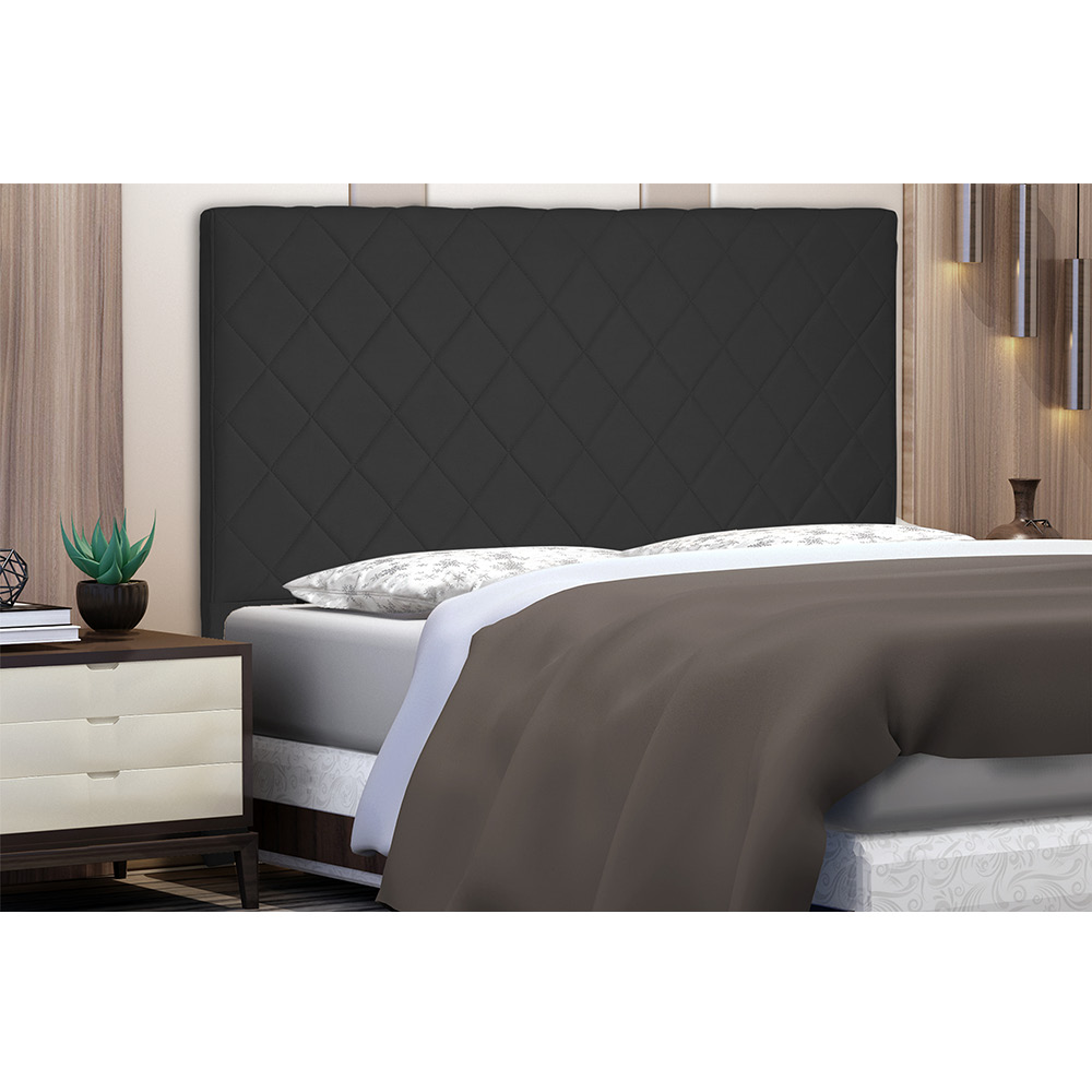 Cabeceira Dubai Para Cama Box Queen 160 cm Suede Preto - D'Rossi