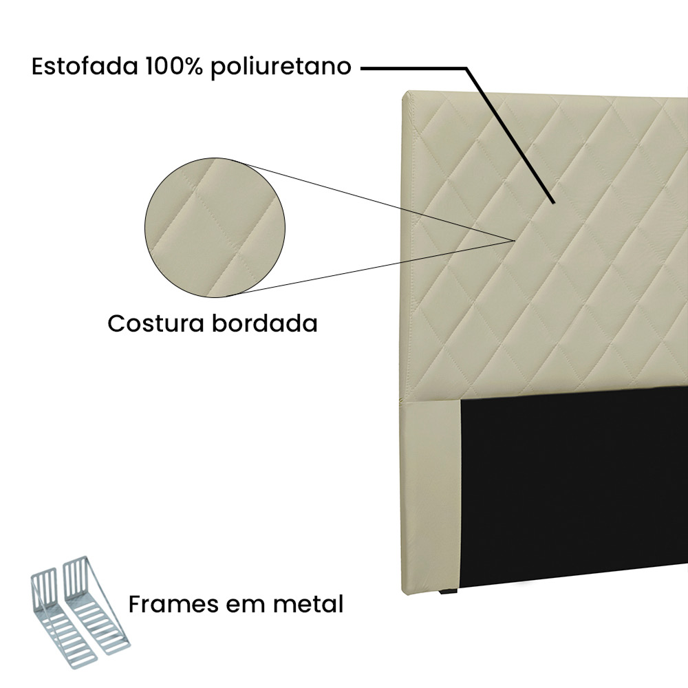 Cabeceira Dubai Para Cama Box Solteiro 90 cm Corino - D'Rossi