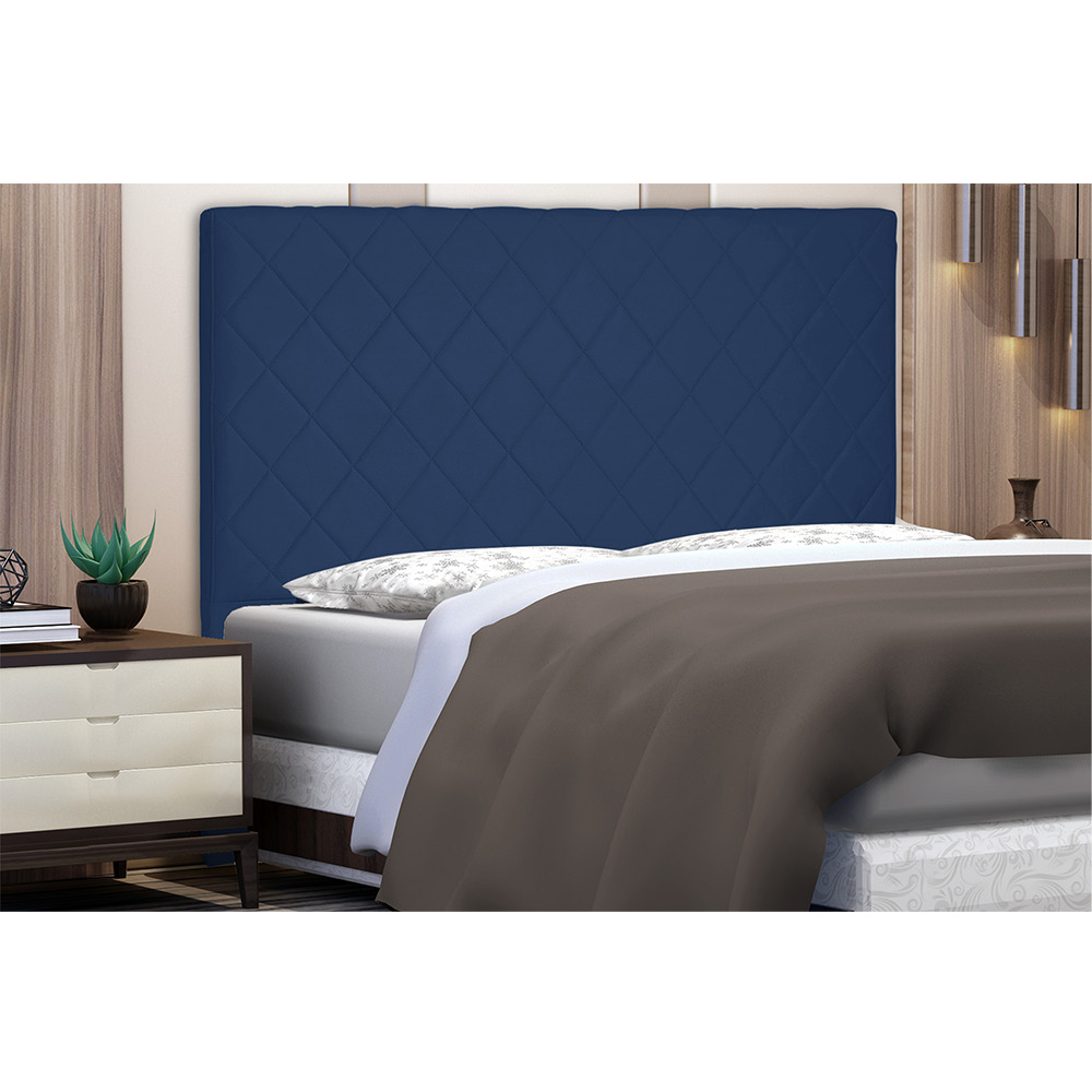 Cabeceira Dubai Para Cama Box Solteiro 90 cm Suede Azul Marinho - D'Rossi
