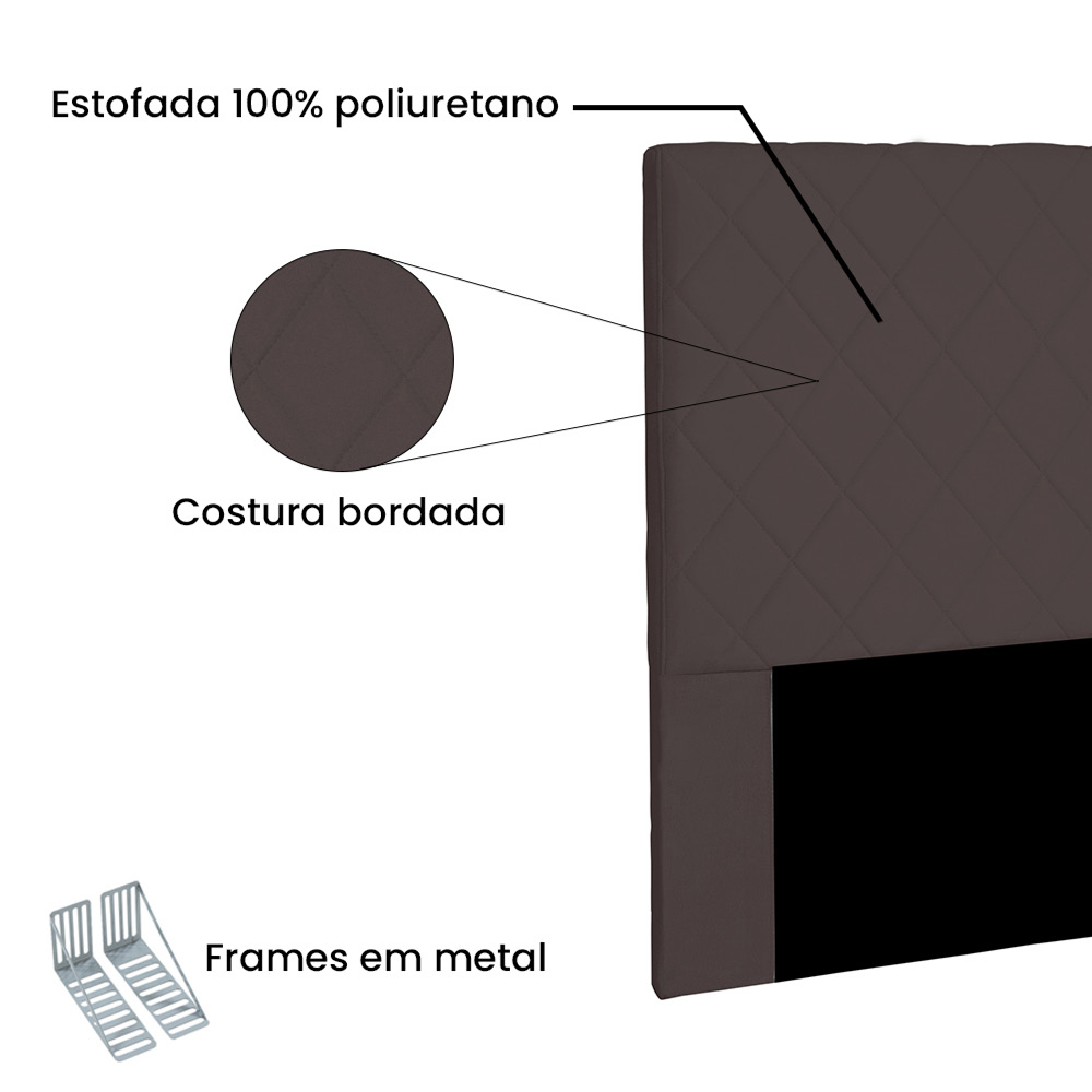Cabeceira Dubai Para Cama Box Solteiro 90 cm Suede Café - D'Rossi