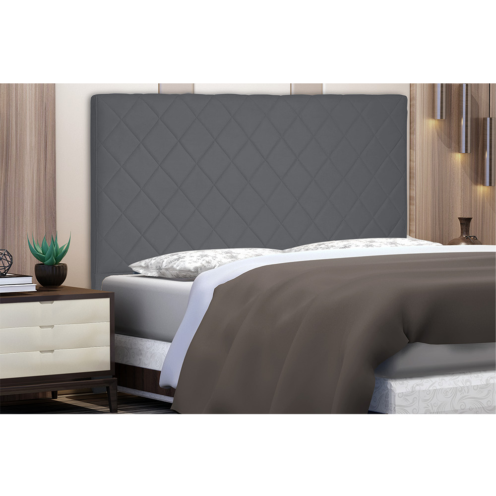 Cabeceira Dubai Para Cama Box Solteiro 90 cm Suede Cinza - D'Rossi