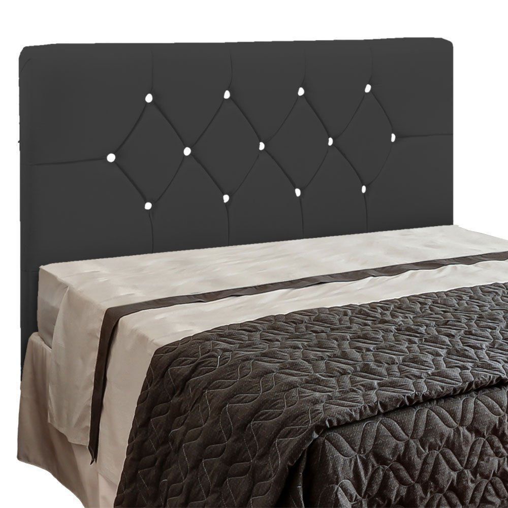 Cabeceira França para Cama Box Solteiro 100 cm Corino Preto D'Rossi