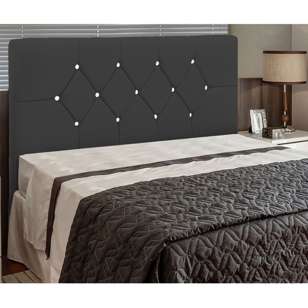Cabeceira França para Cama Box Solteiro 100 cm Corino Preto D'Rossi