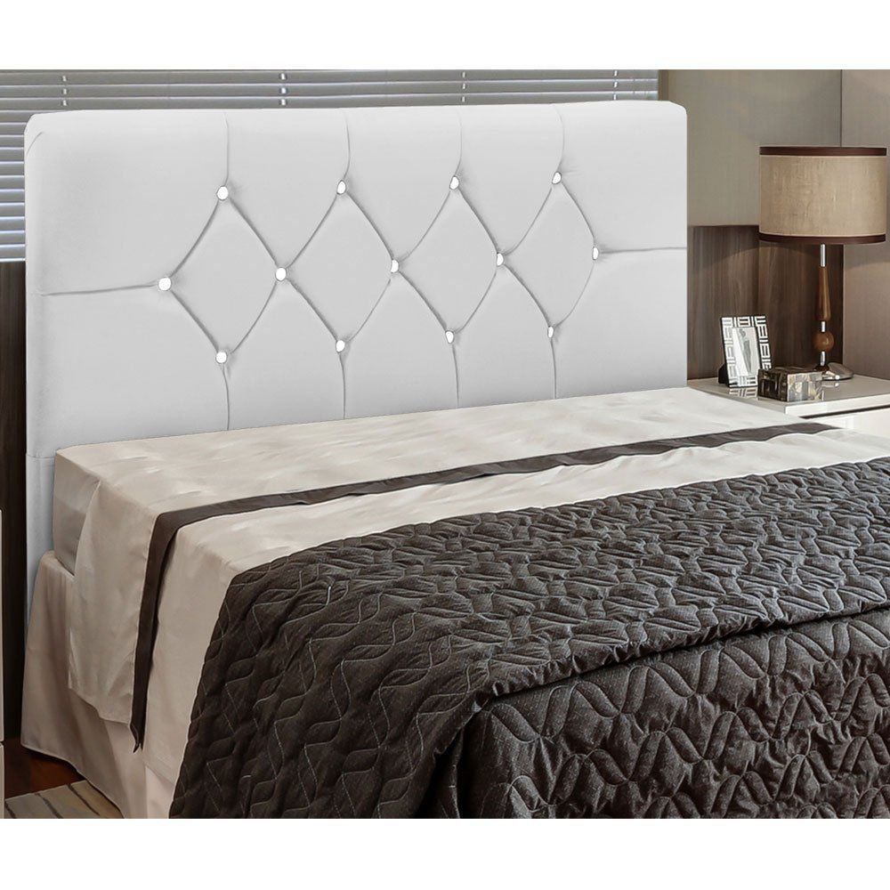 Cabeceira França para Cama Box Solteiro 90 cm Corino Branco D'Rossi