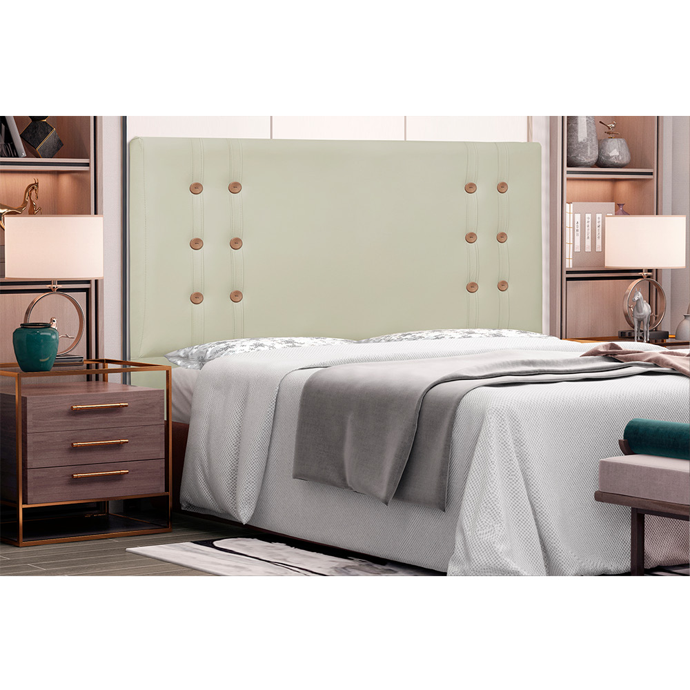 Cabeceira Gênova Para Cama Box Casal 140 cm Corino Bege - D'Rossi