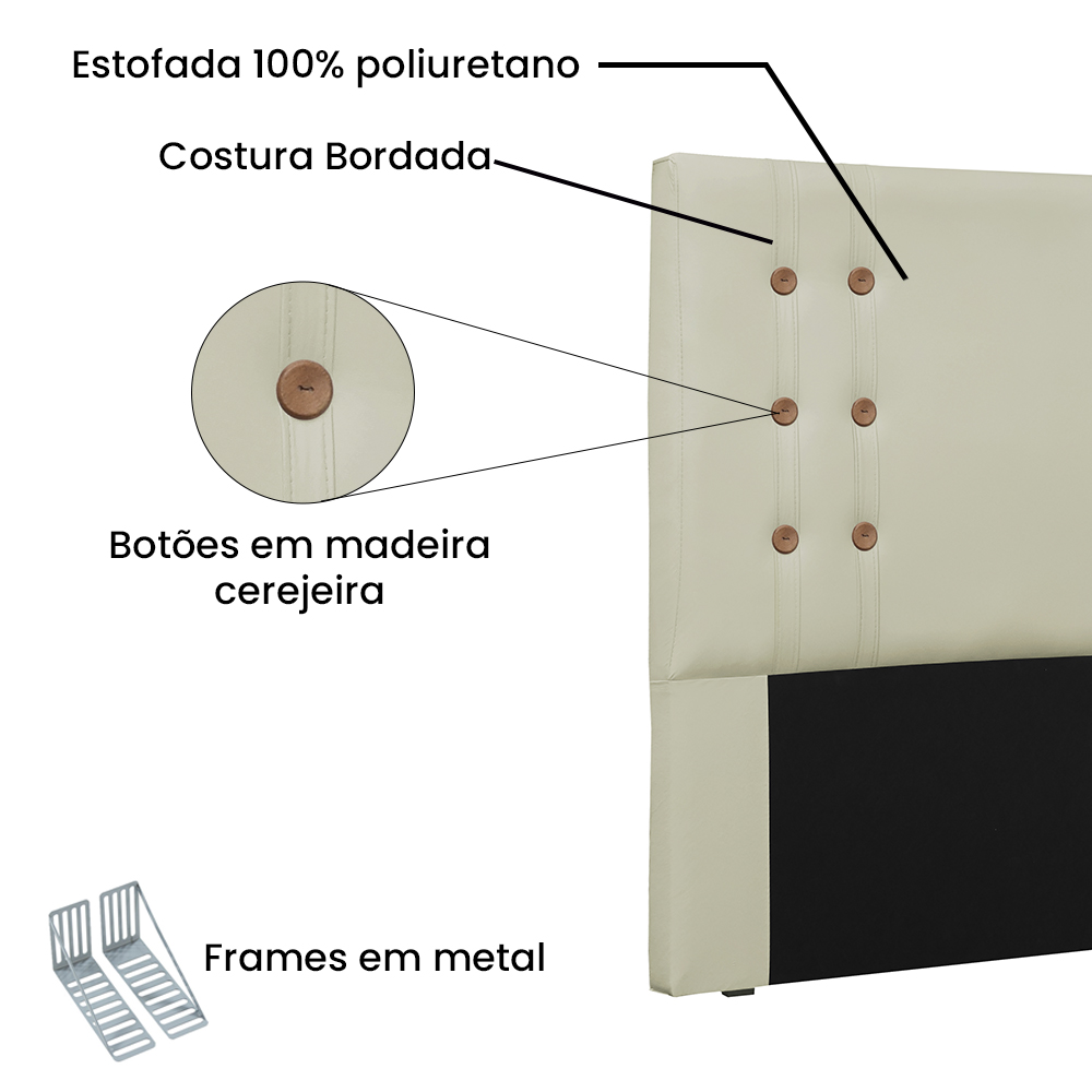 Cabeceira Gênova Para Cama Box Casal 140 cm Corino Bege - D'Rossi