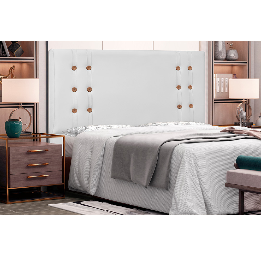 Cabeceira Gênova Para Cama Box Casal 140 cm Corino Branco - D'Rossi