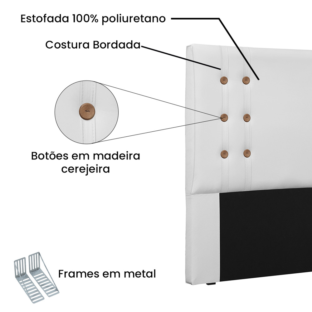 Cabeceira Gênova Para Cama Box Casal 140 cm Corino Branco - D'Rossi