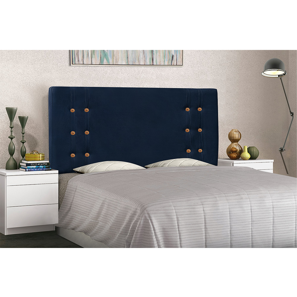 Cabeceira Gênova Para Cama Box Casal 140 cm Suede Azul Marinho - D'Rossi