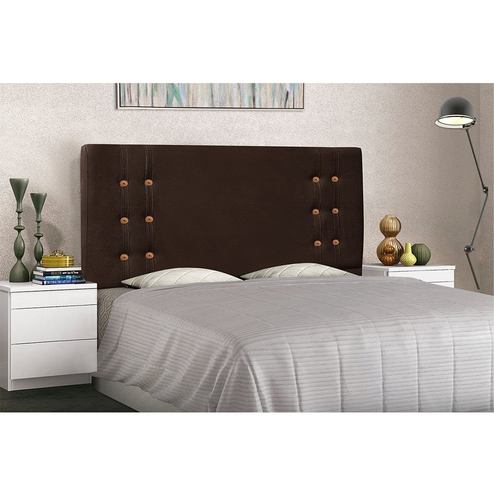 Cabeceira Gênova Para Cama Box Casal 140 cm Suede Café - D'Rossi