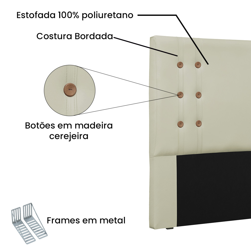 Cabeceira Gênova Para Cama Box King 195 cm Corino Bege - D'Rossi