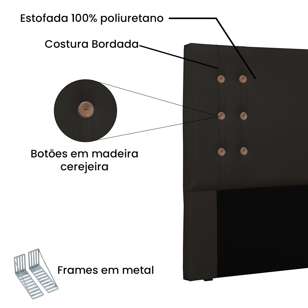 Cabeceira Gênova Para Cama Box Solteiro 90 cm Corino Marrom - D'Rossi
