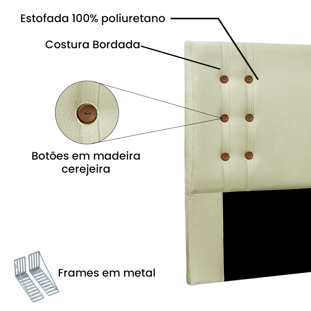 Cabeceira Gênova Para Cama Box Solteiro 90 cm Linho Rustico Natural - D'Rossi